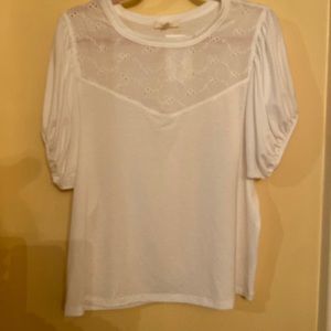 PRETTY COMO BLU  WHITE EYELET TOP SIZE L NEW